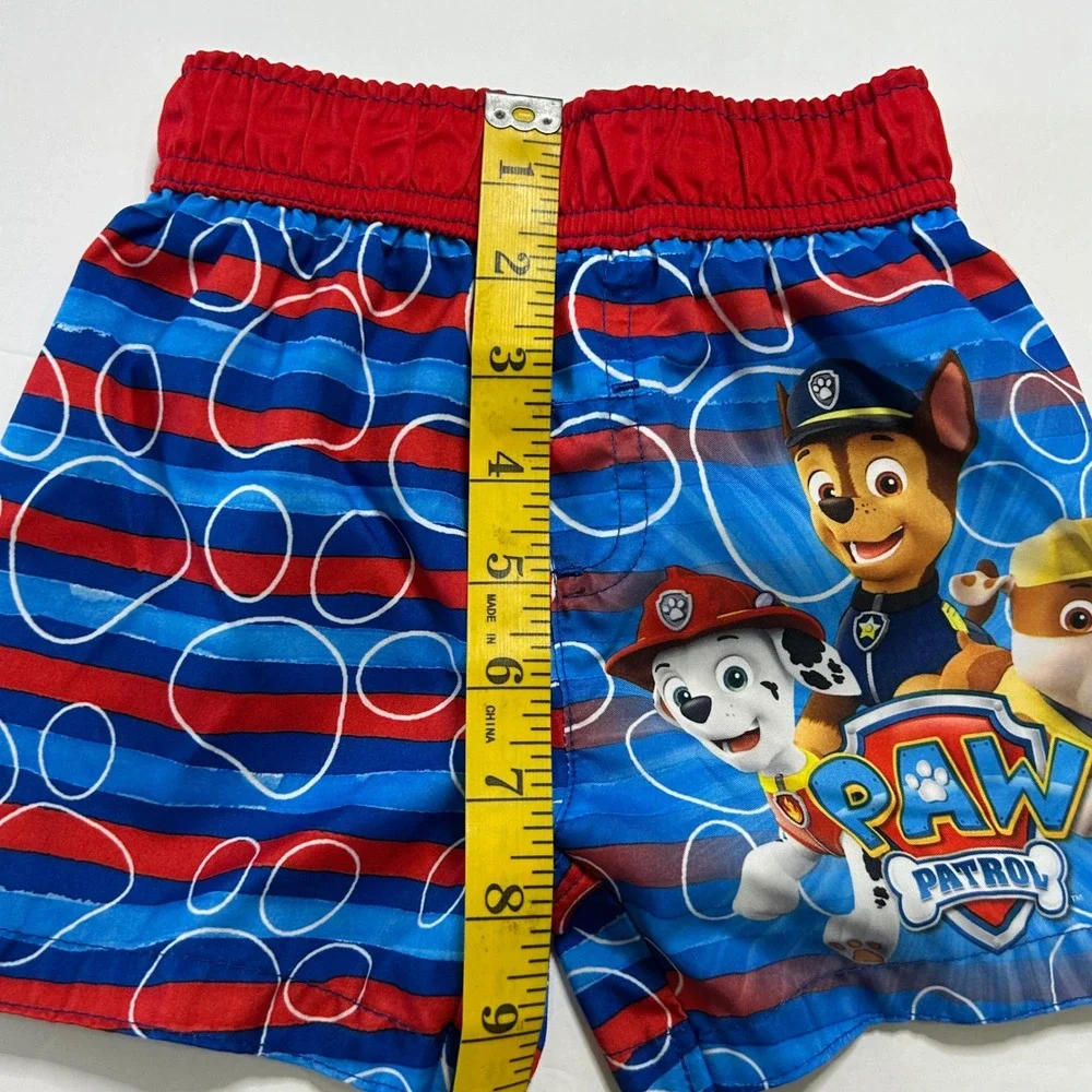 Kids Paw Patrol Swim Trunks Blue Red Paw Print Elastic‎ Size 2T